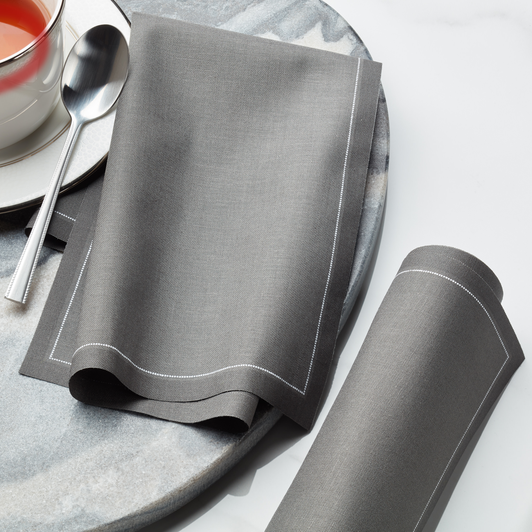 Anthracite Grey Coton Serviettes de table 12 Unites