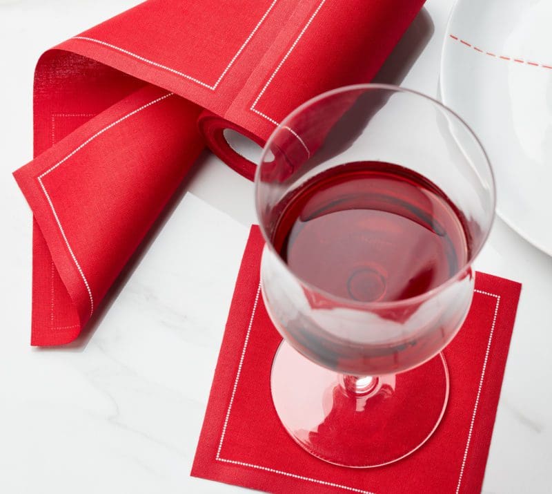 lipstick red cotton cocktail napkins