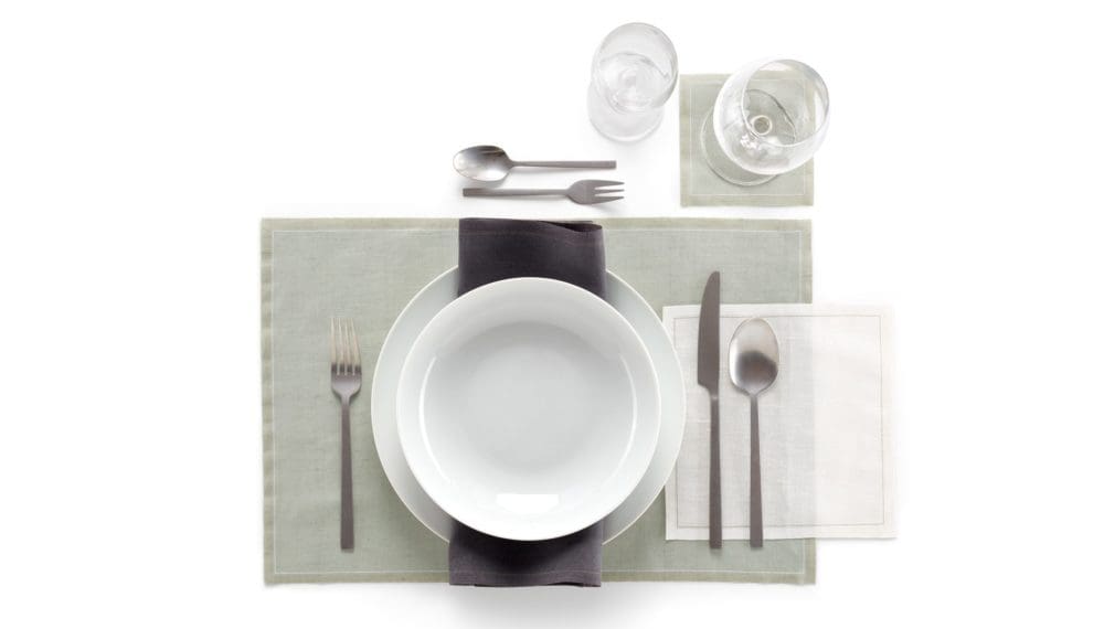 water green linen placemats