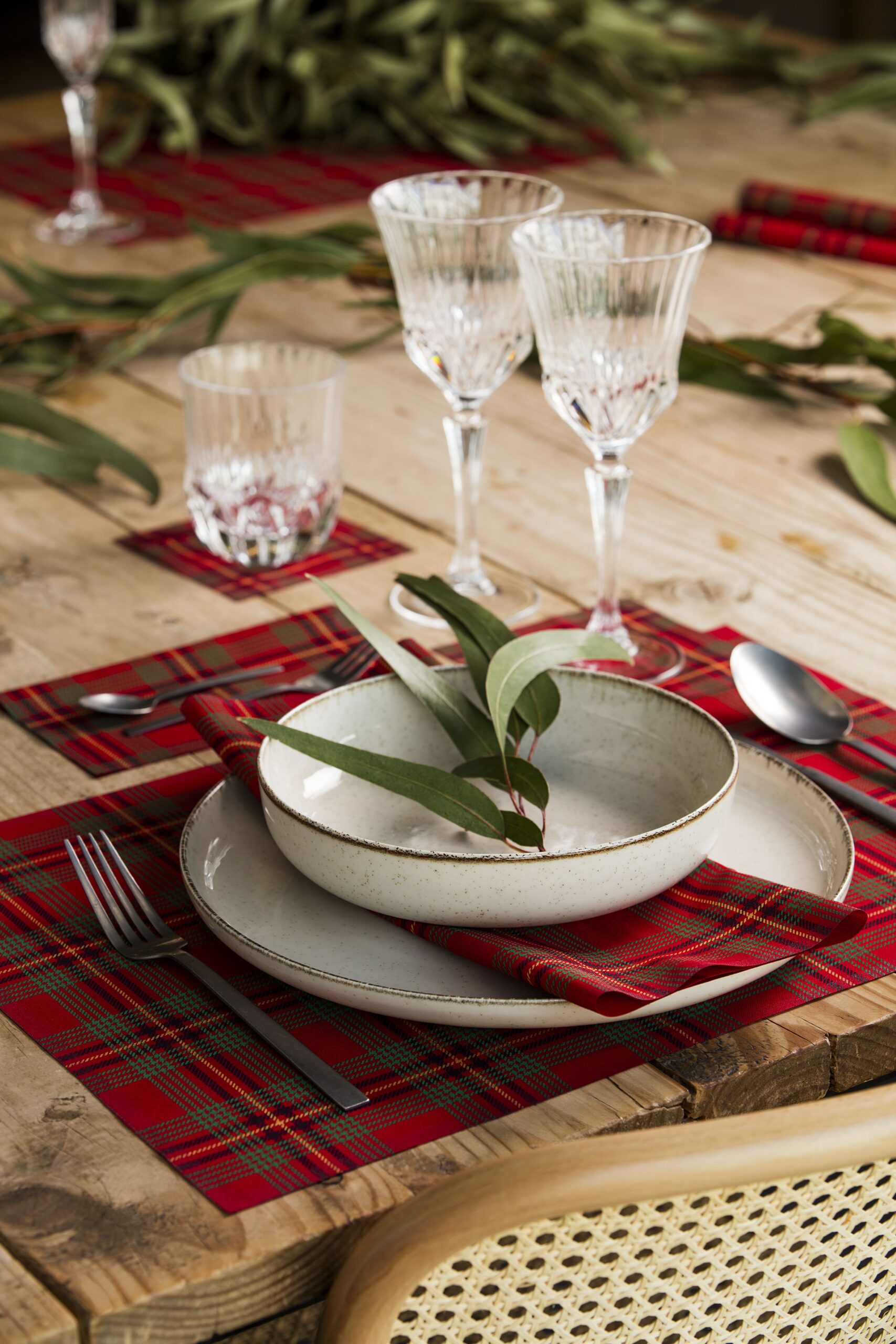 Red Tartan 2022 Cotton Dinner Napkins