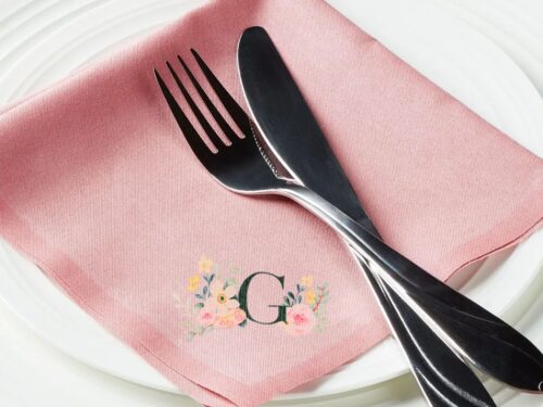 Dinner (12 x 12 in.) Dusty Pink Custom Printed Cotton Napkins, 12 Units