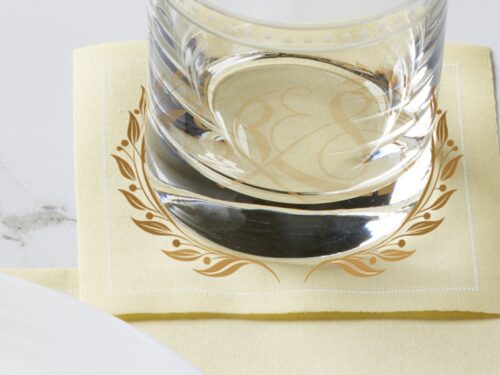 Cocktail (4.3 x 4.3 in.) Pastel Yellow Custom Printed Cotton Napkins, 50 Units