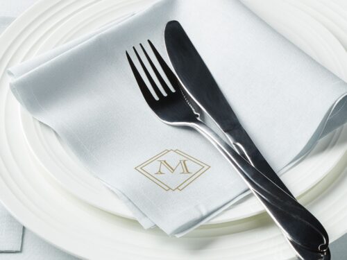 Dinner (12 x 12 in.) Pearl Grey Custom Printed Cotton Napkins, 12 Units
