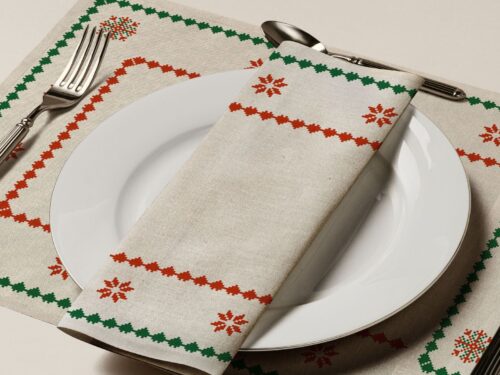 Winter Knit Xmas Cotton Dinner Napkins 12 Units