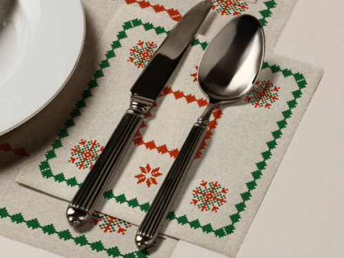 Winter Knit Xmas Cotton Luncheon Napkins 25 Units